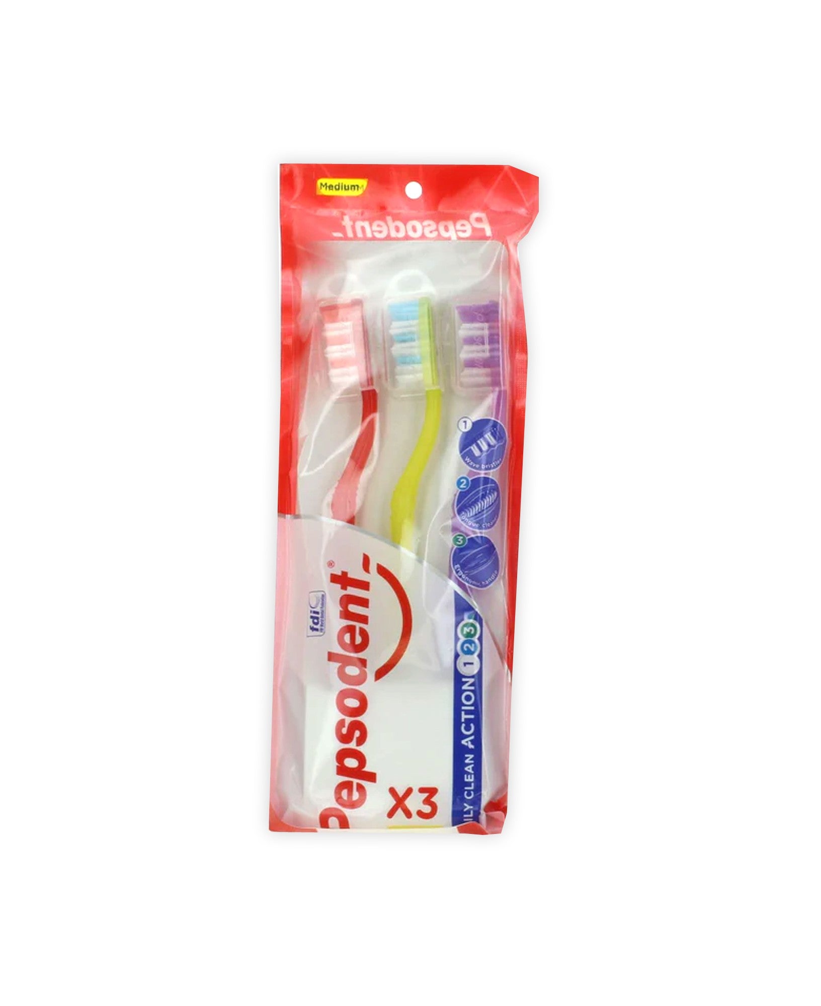 Pepsodent toothbrush x3 triple clear